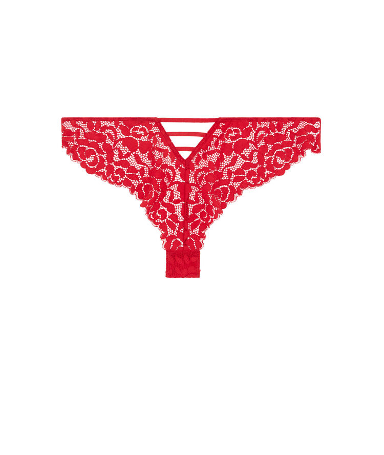Tanga en dentelle luluiz rouge.