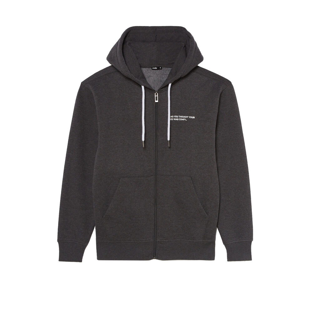 Veste zippée à capuche à message - gris gris.