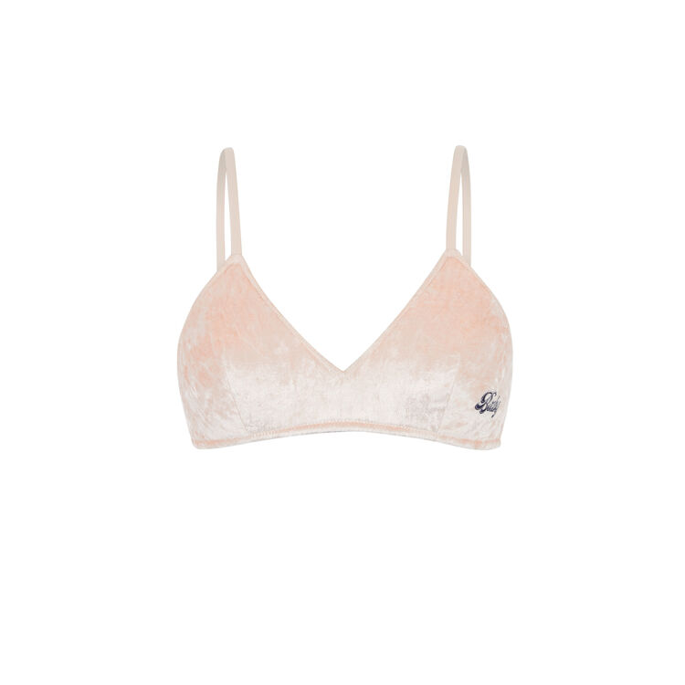 Brassière coquée sans armatures en velours fluffiz rose poudré.