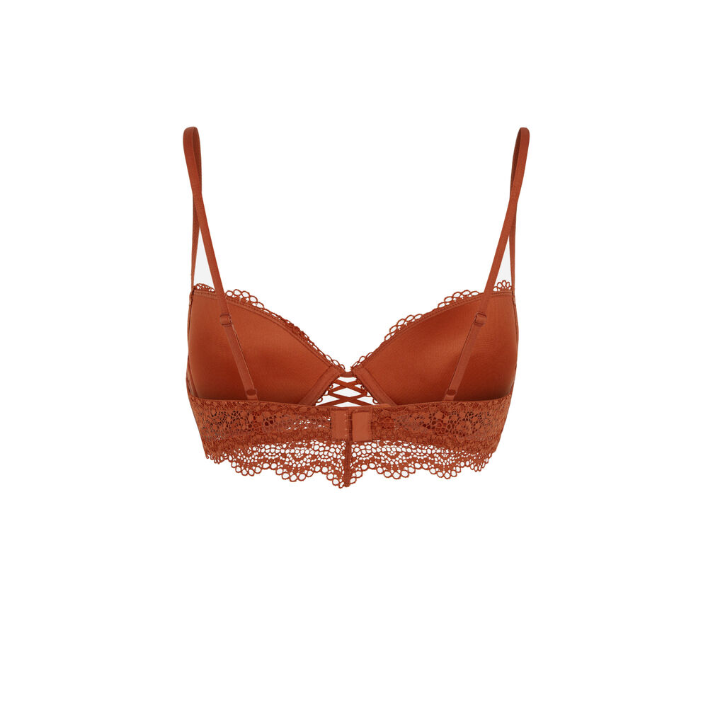 Soutien-gorge push-up dentelle - marron marron.