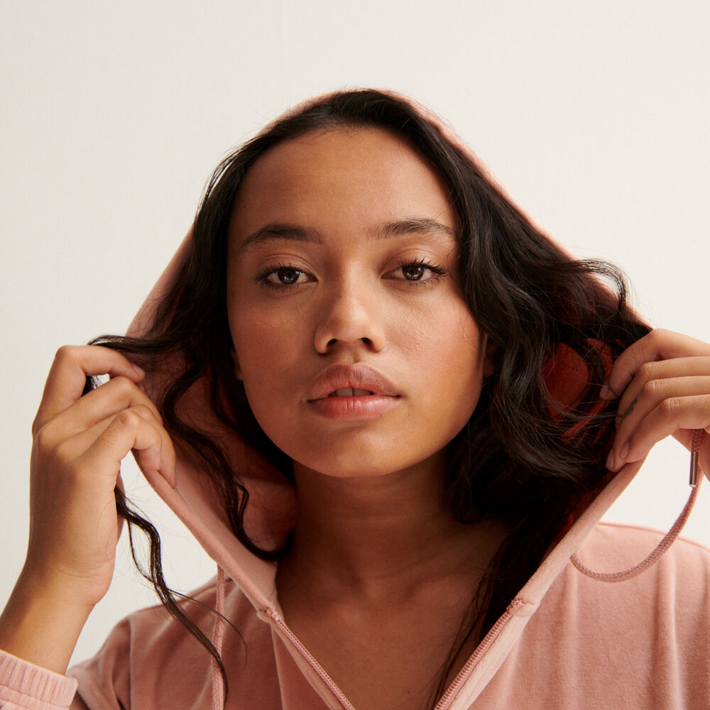 Veste crop en velours à taille élastique - rose nude rose.
