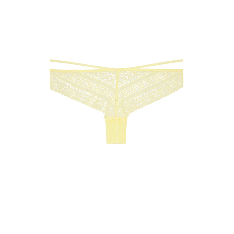 Tanga en dentelle - jaune Tanga en dentelle - jaune;