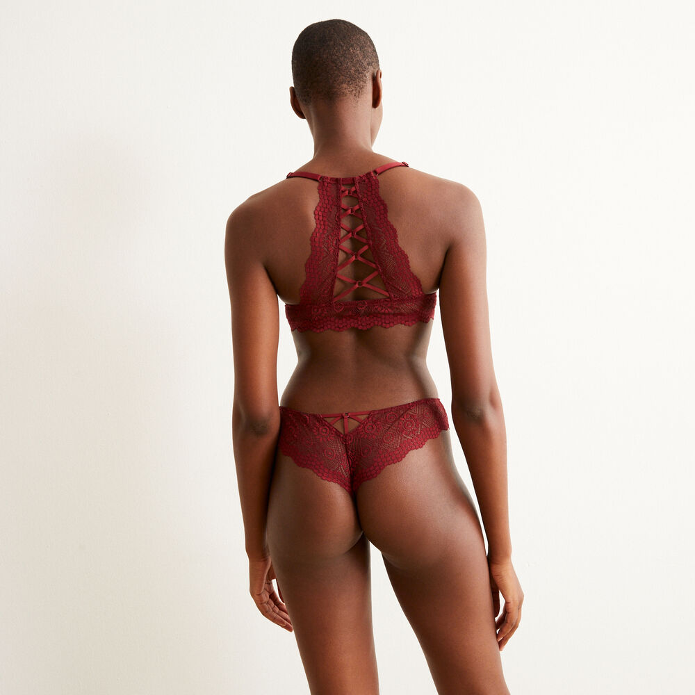 Tanga en dentelle - rouge rouge.