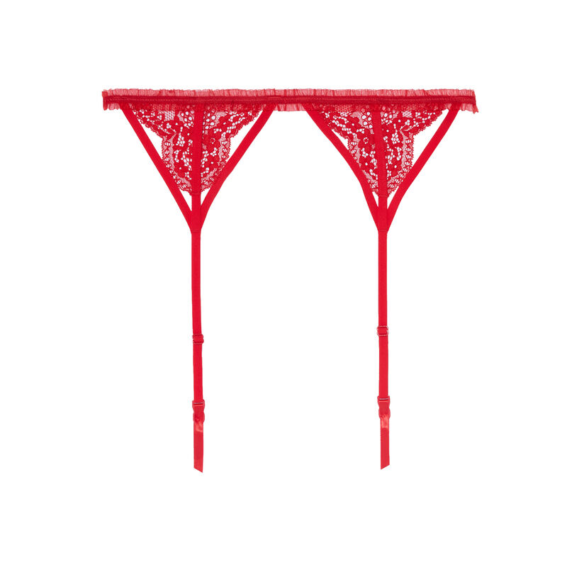 porte-jarretelles à fronces et dentelle - rouge porte-jarretelles à fronces et dentelle - rouge;