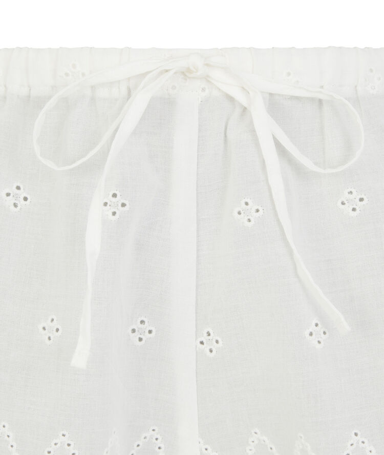 Short coton brodé - blanc blanc.