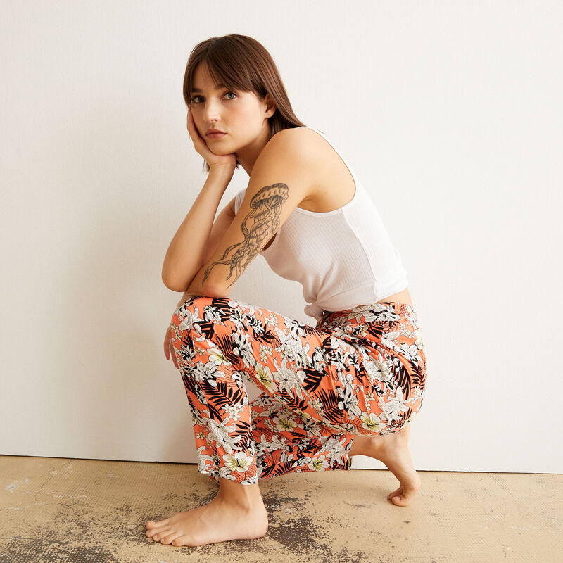 Pantalon imprimé fleuri - corail Pantalon imprimé fleuri - corail;