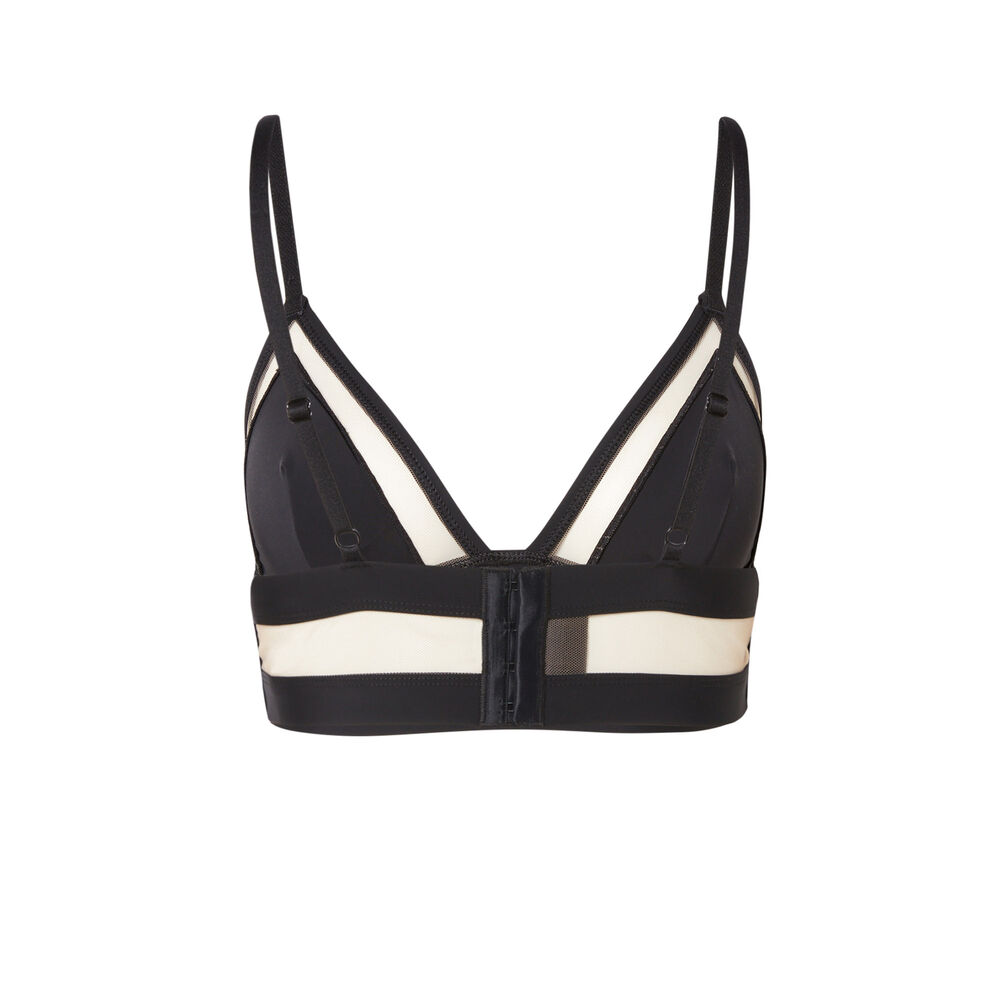 Soutien-gorge triangle et résille transparente - noir noir.