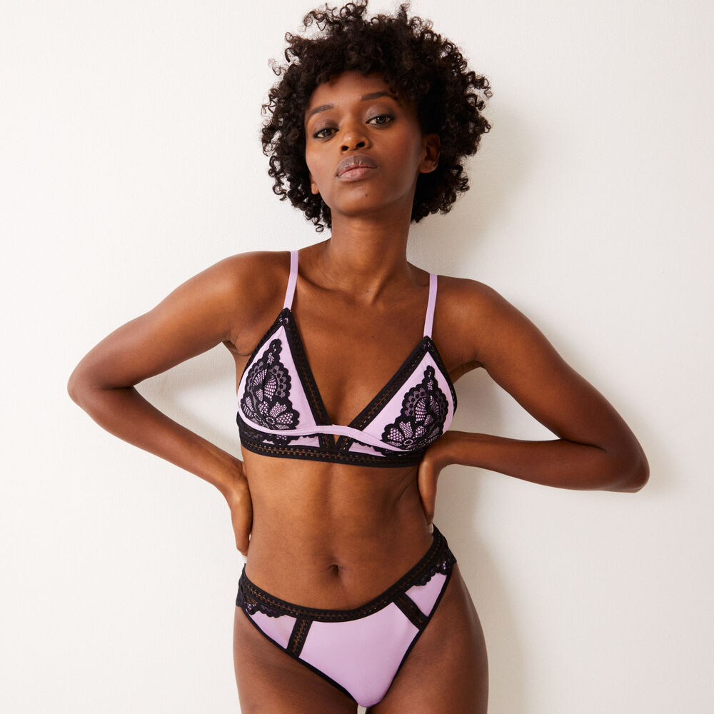 Soutien-gorge triange à détail dentelle - lila violet.