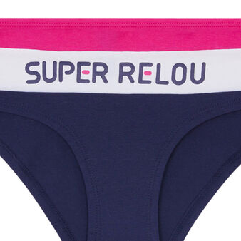 Shorty coton a message relouiz bleu marine.