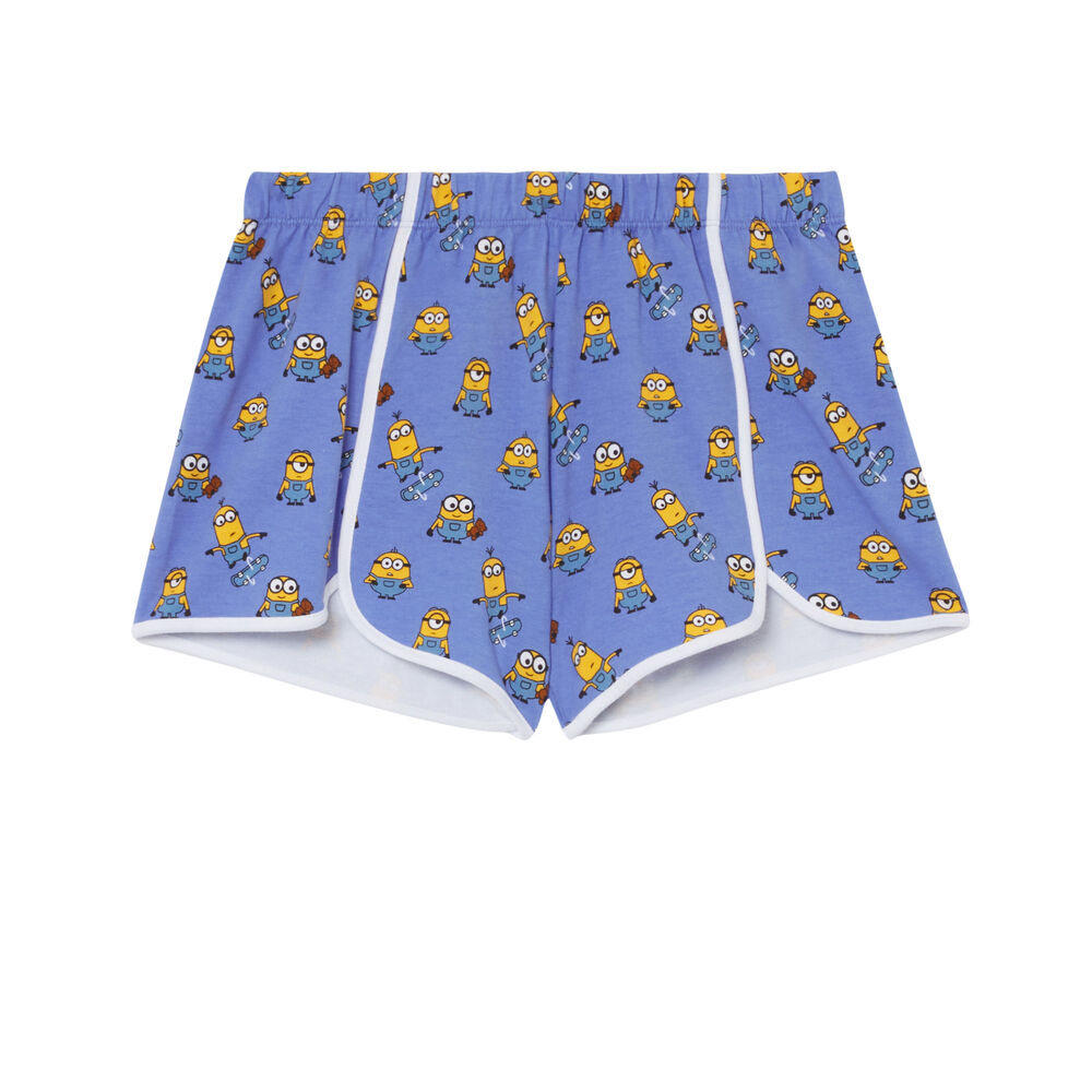 Short à motifs les minions on skate - bleu bleu.