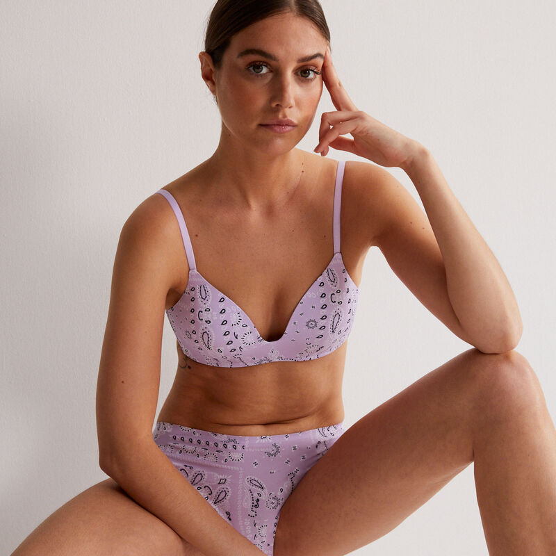 soutien-gorge micro ampli à motif bandana - lilas soutien-gorge micro ampli à motif bandana - lilas;