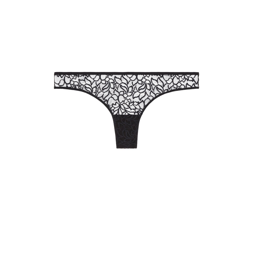 Tanga en dentelle - noir noir.