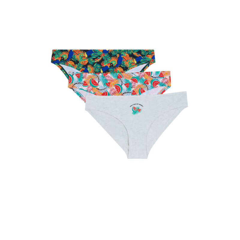 Lot de 3 culotte imprimé tropical - gris Lot de 3 culotte imprimé tropical - gris;