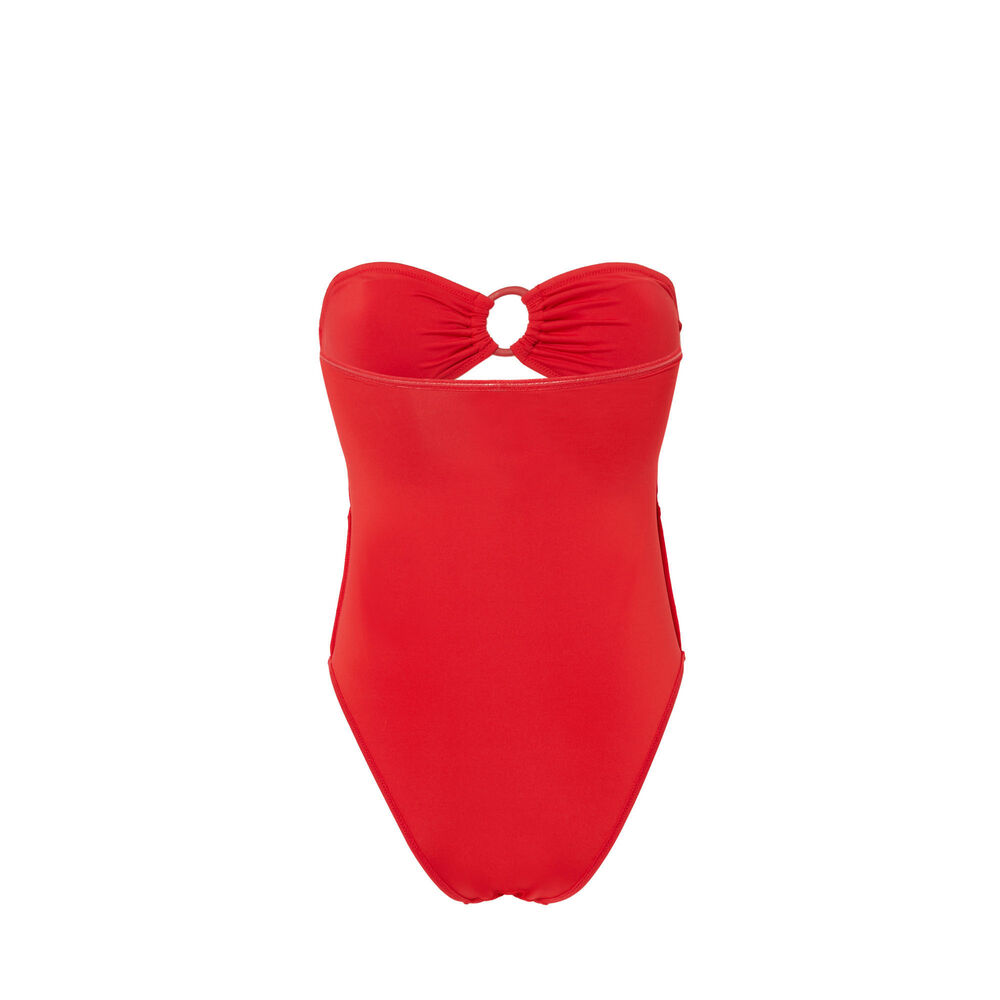 Maillot 1 pièce à décolleté anneaux - rouges rouge.