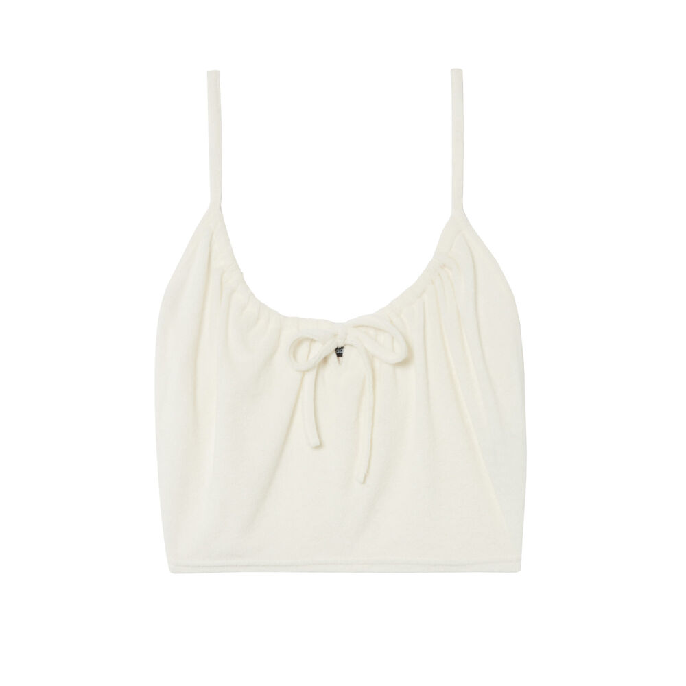 Crop top à fines bretelles en velours - écru ecru.