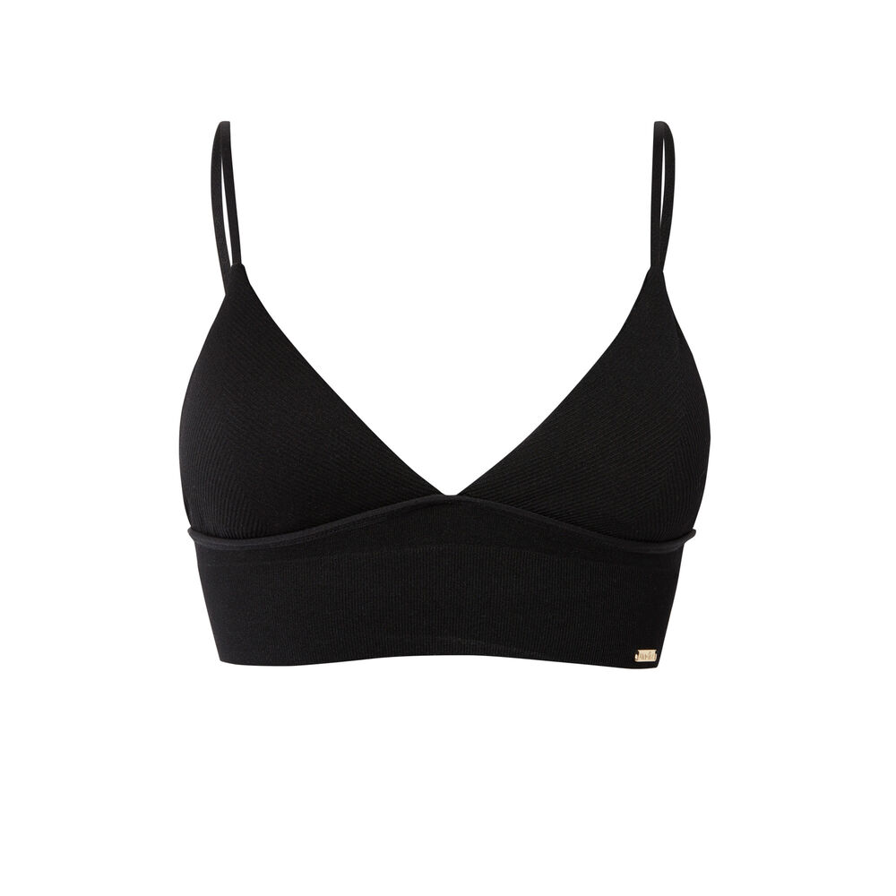 Soutien-gorge triangle cotelé sans armatures - noir noir.