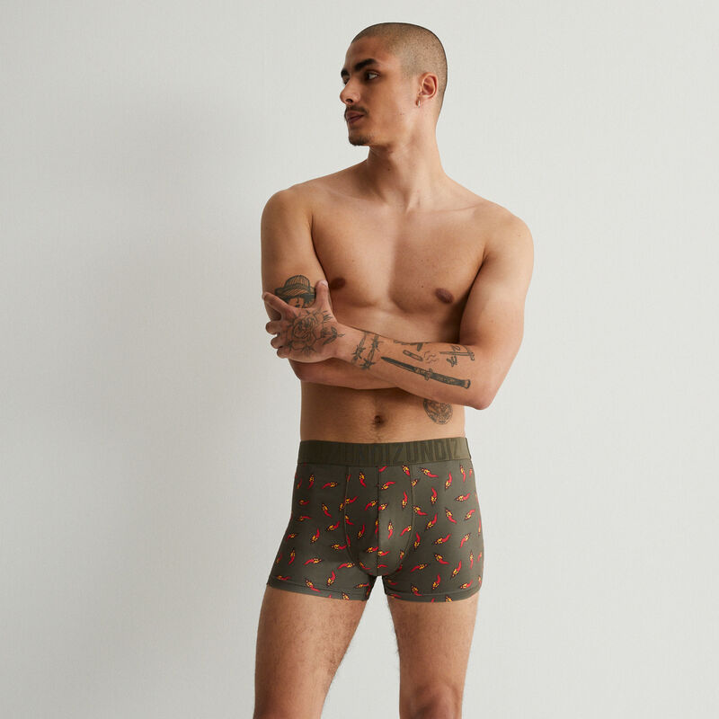 boxer en coton à motifs piments - kaki boxer en coton à motifs piments - kaki;