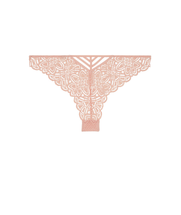 Tanga dentelle marceliz rose poudré.