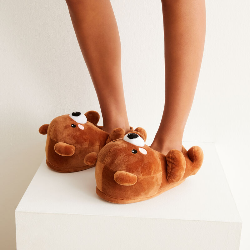 chausson polaire en forme d'ourson - marron chausson polaire en forme d'ourson - marron;