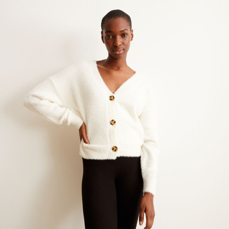 cardigan en polaire à boutons - blanc cardigan en polaire à boutons - blanc;