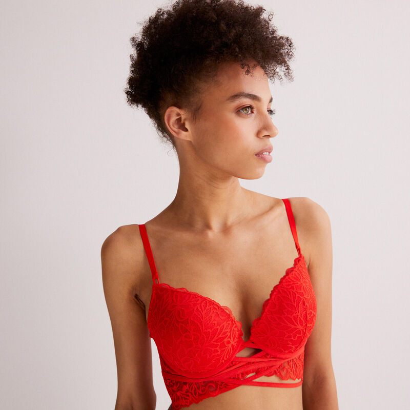 soutien-gorge push-up en dentelle - rouge soutien-gorge push-up en dentelle - rouge ;