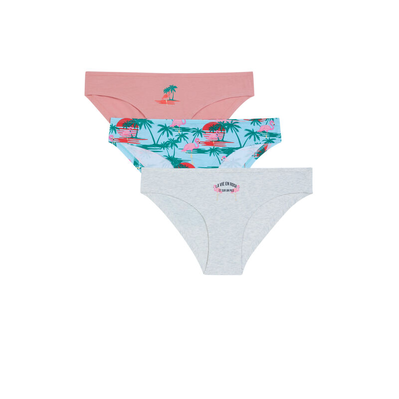 Lot de 3 culottes imprimé palmier - rose clair Lot de 3 culottes imprimé palmier - rose clair;