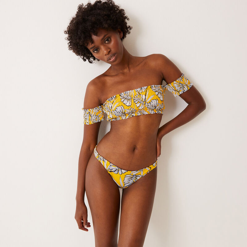 bas de maillot à détail fronces et motifs palmier - jaune bas de maillot à détail fronces et motifs palmier - jaune;