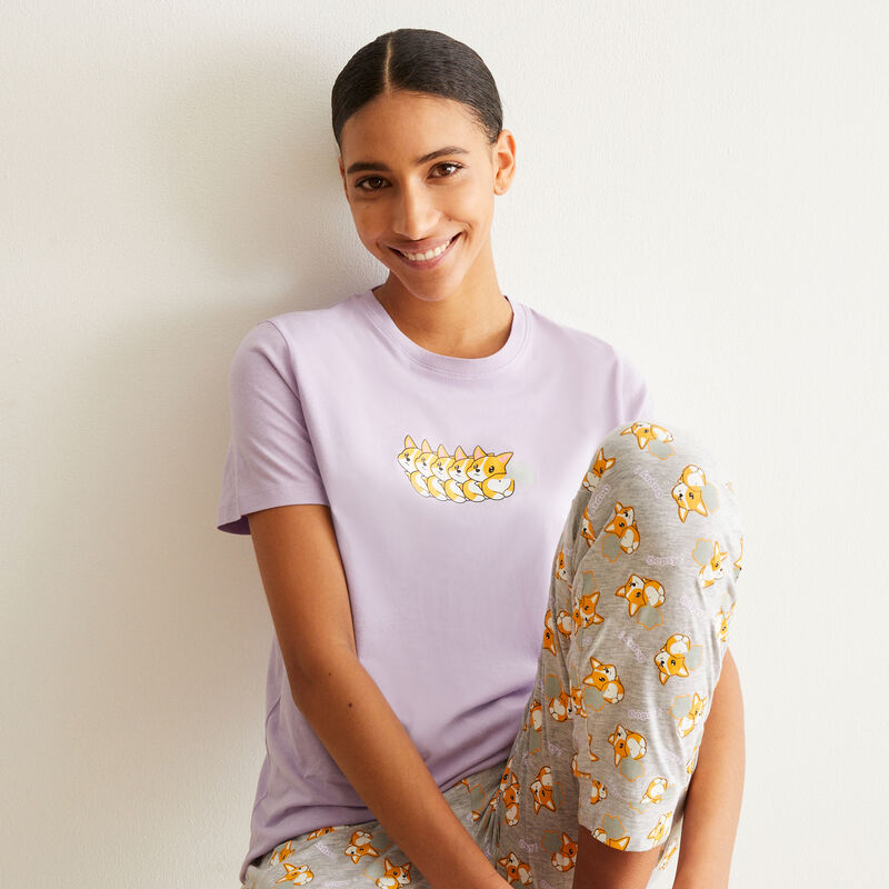 set de pyjama à manches courtes motifs corgi - violet set de pyjama à manches courtes motifs corgi - violet;