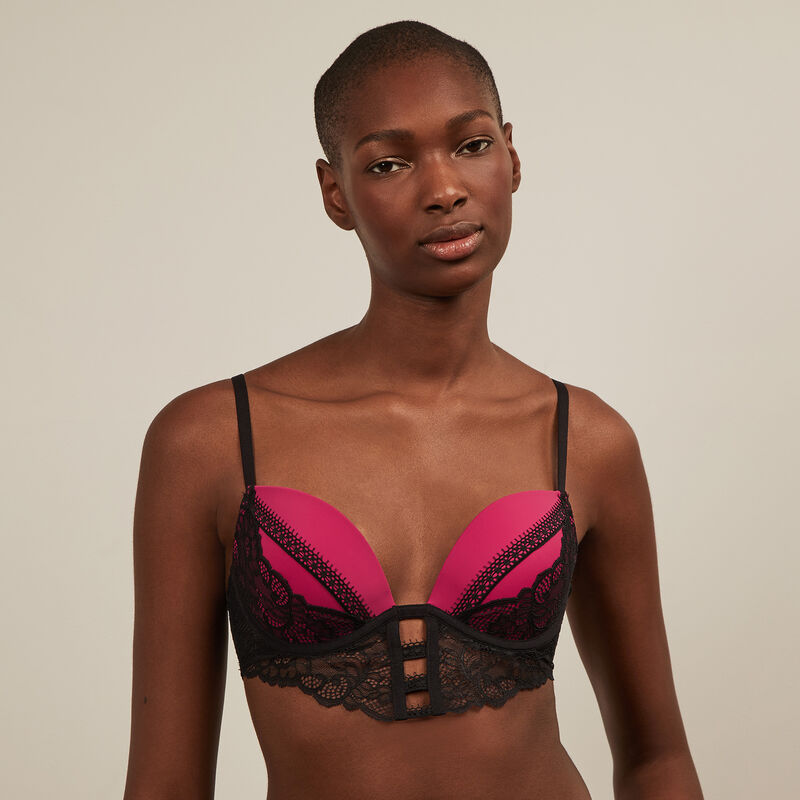 soutien-gorge push-up bi-matières - rouge soutien-gorge push-up bi-matières - rouge;