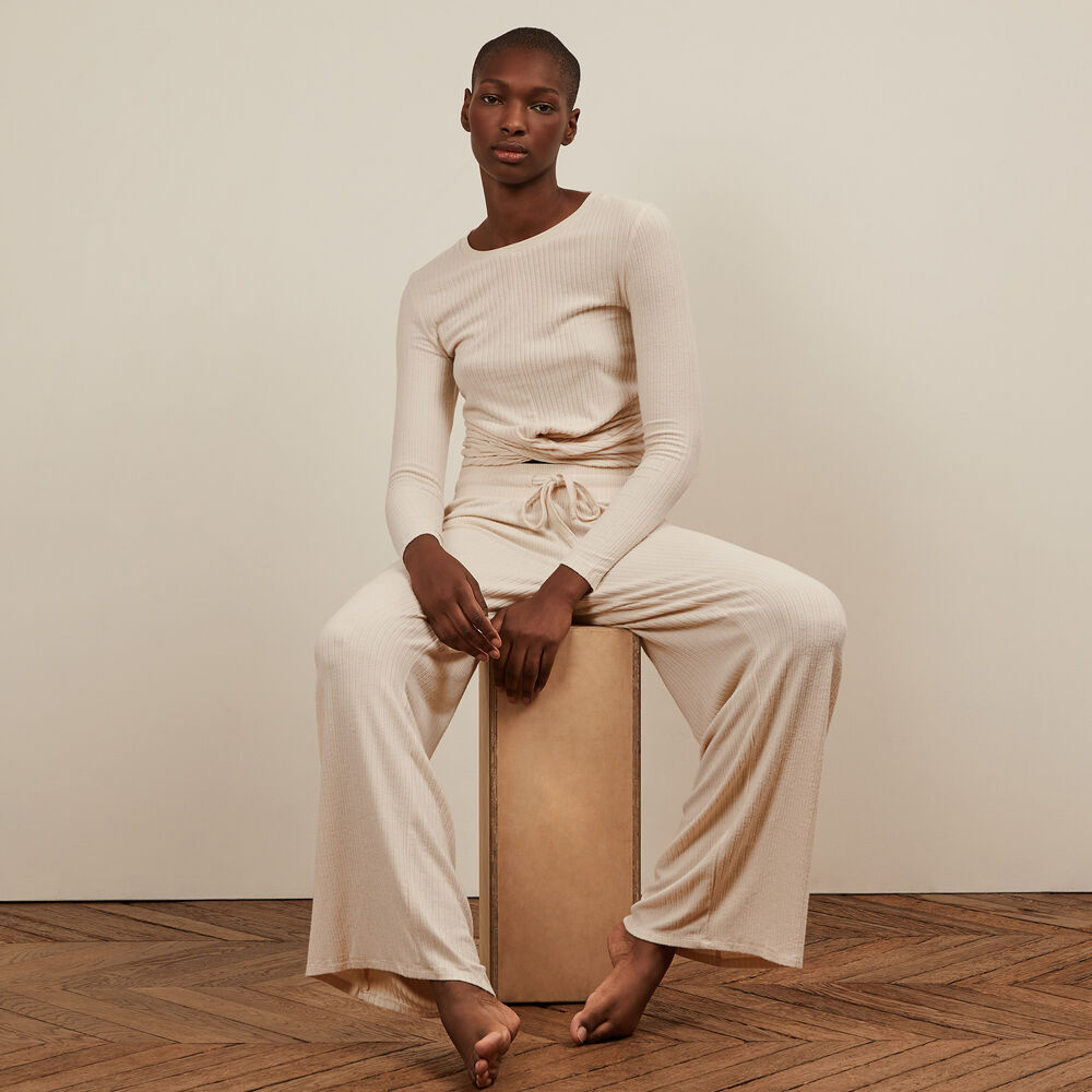 Pantalon large - blanc cassé blanc cassé.