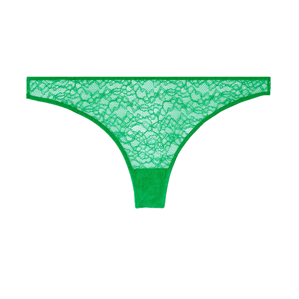 Tanga en dentelle - vert vert.