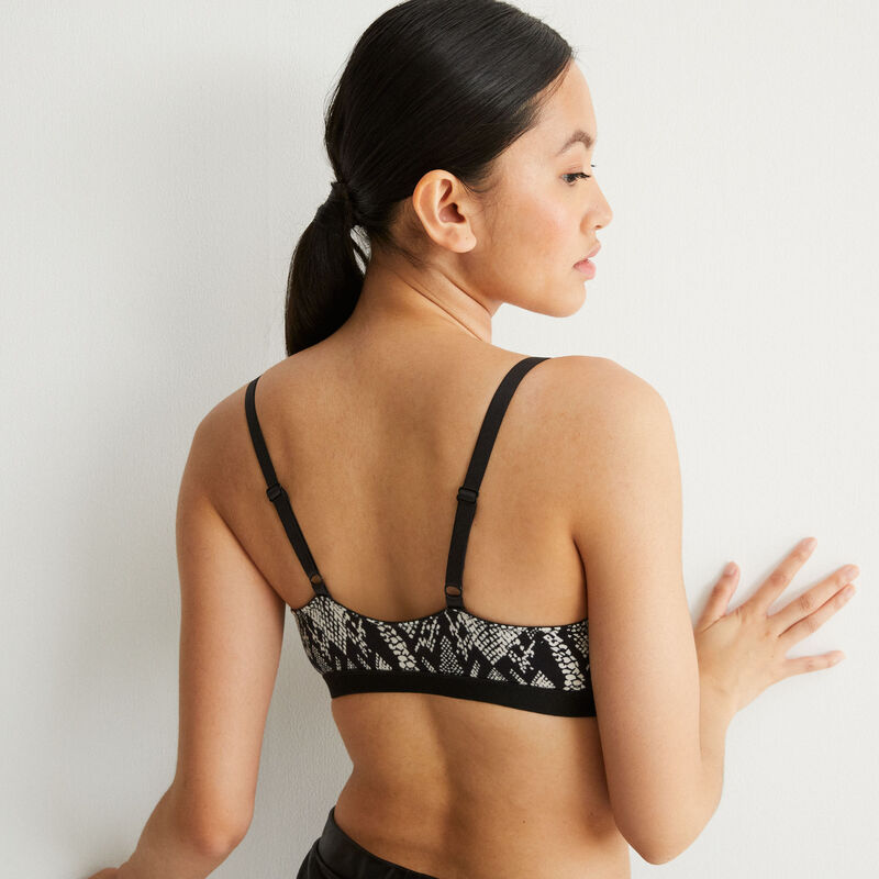 brassière imprimé python sans armatures - noir brassière imprimé python sans armatures - noir;