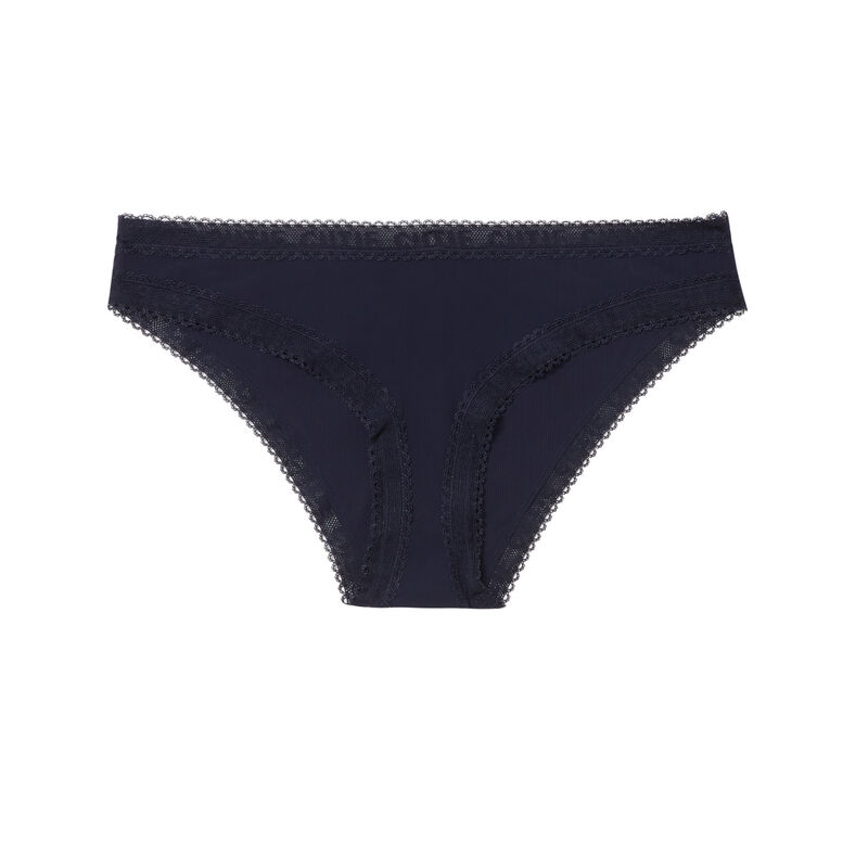 culotte en microfibre et détail dentelle - marine culotte en microfibre et détail dentelle - marine;