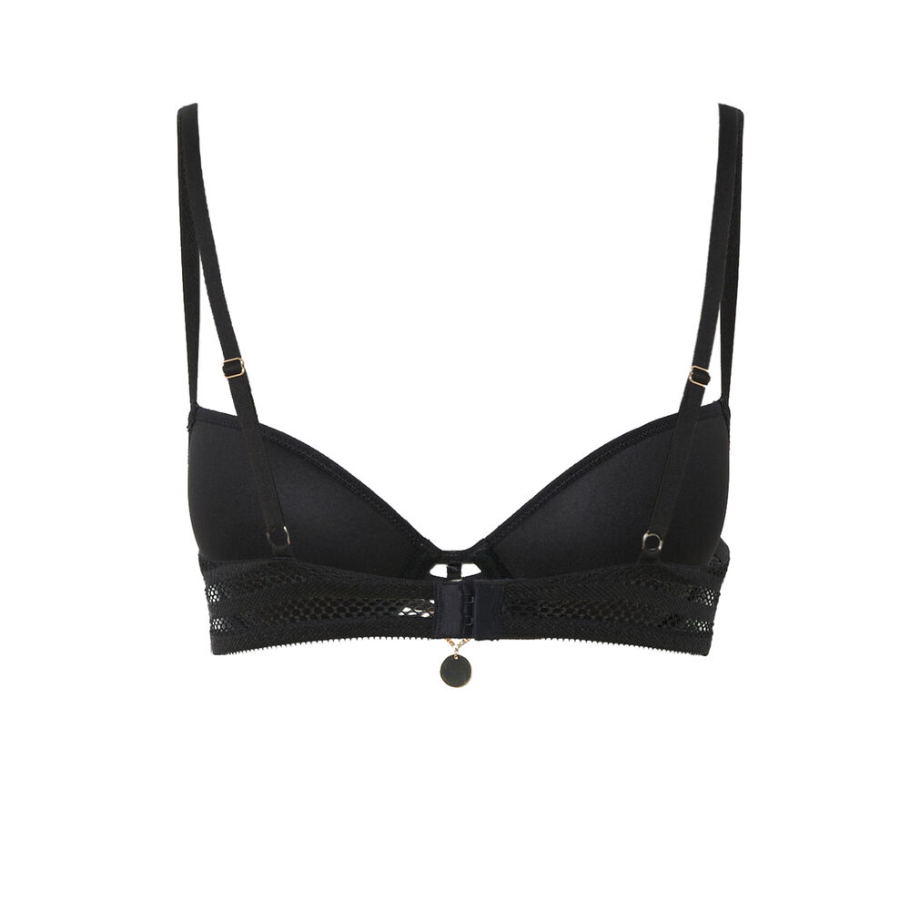 Soutien-gorge ampli en résille et liens - noir noir.