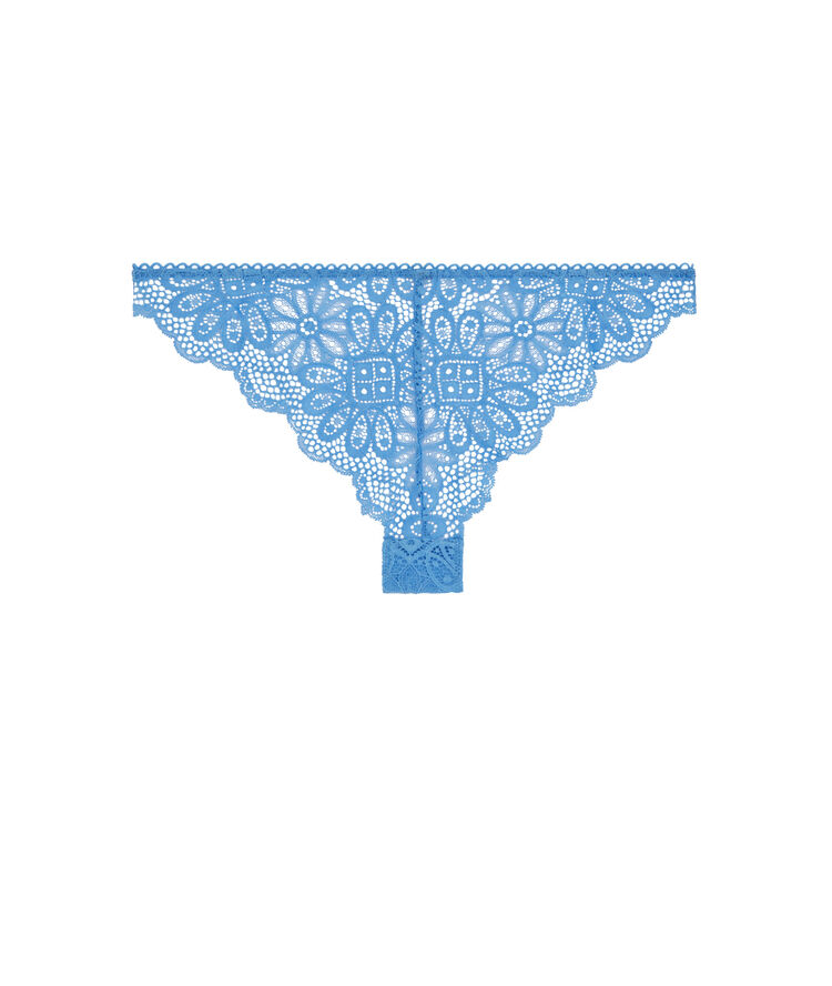 Tanga en dentelle détail bijou - bleu bleu.