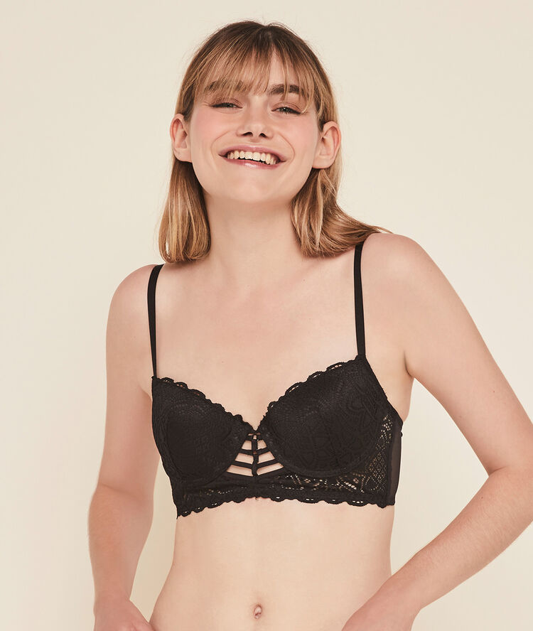 Soutien-gorge bustier push-up en dentelle marceliz noir.