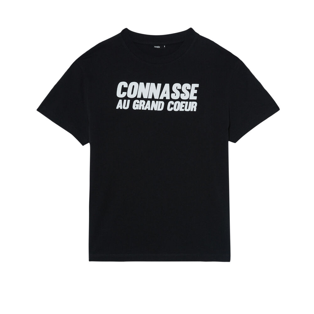 Top à imprimé conasse au grand coeur - noir noir.
