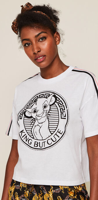 Top &agrave; manches courtes licence roi lion bunversiz blanc.