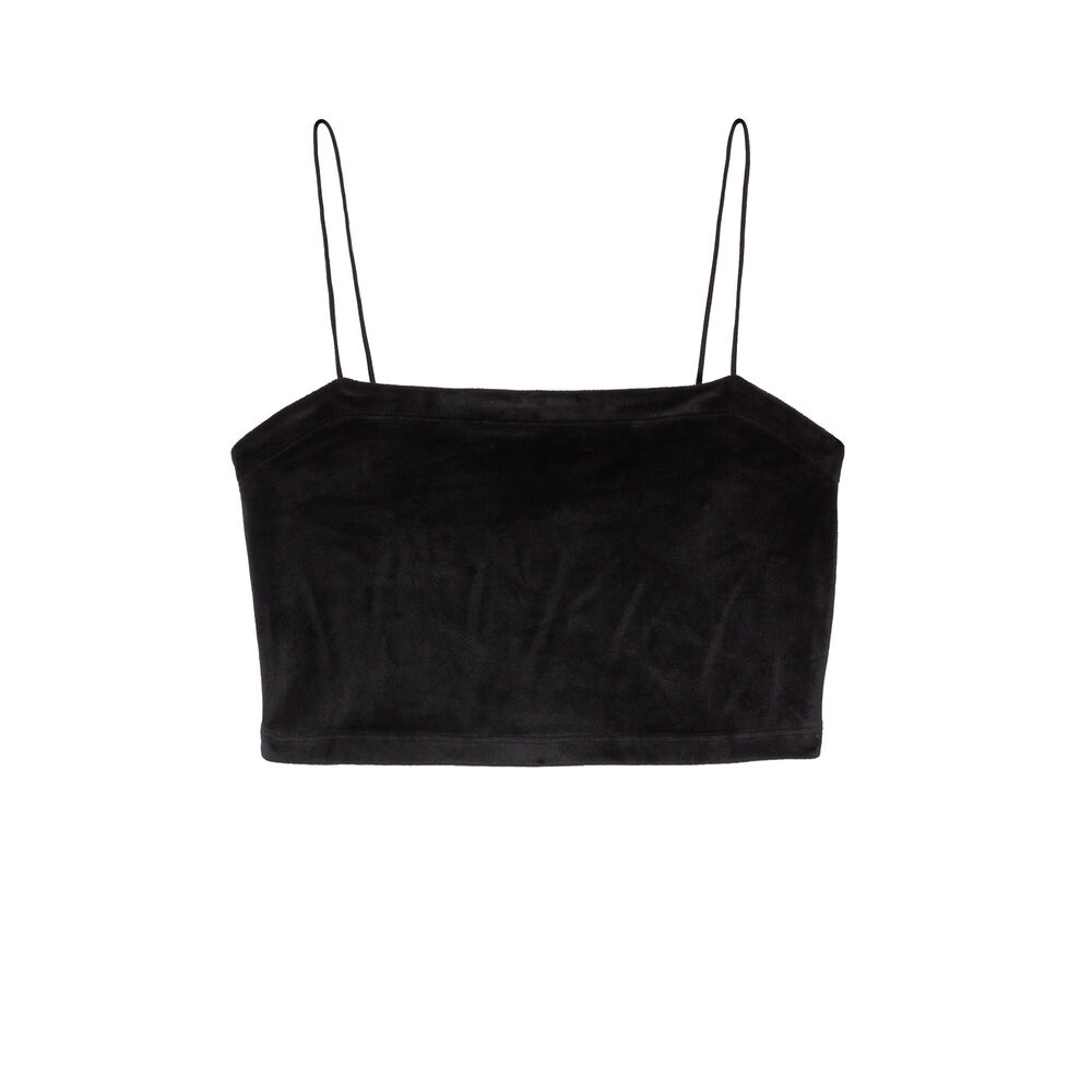 Top en velours à fines bretelles - noir noir.