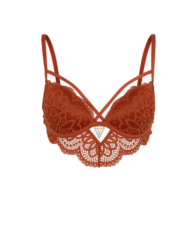 Soutien-gorge push-up détail bijou - marron marron.