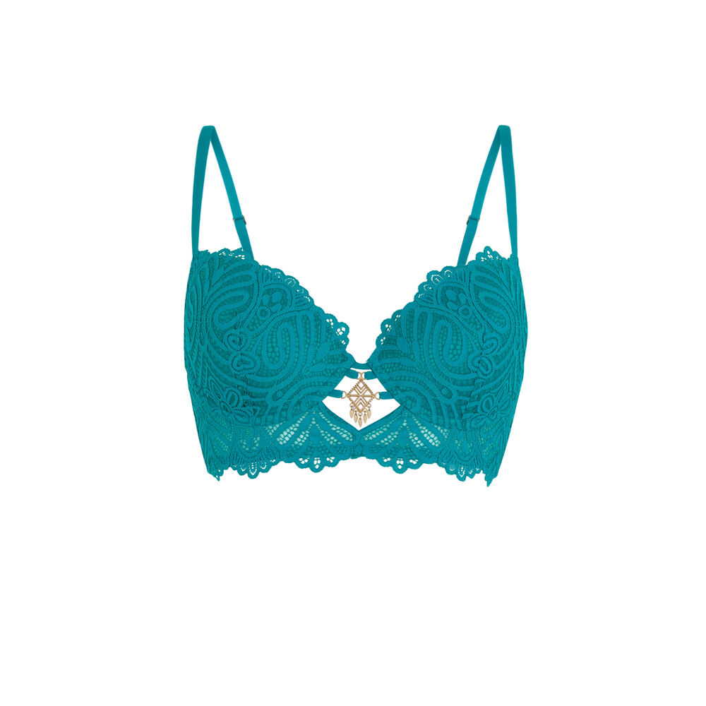Soutien-gorge bustier dentelle - bleu bleu.