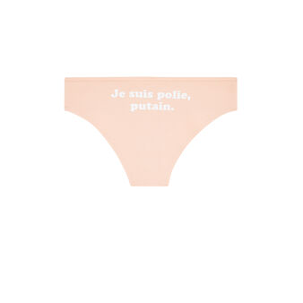 Shorty en coton bio &agrave; message noproblemiz rose poudr&eacute;.