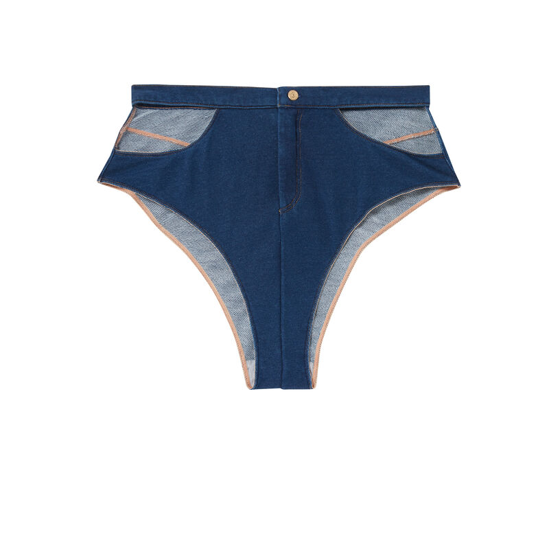 culottes taille haute hanches ajourées - denim culottes taille haute hanches ajourées - denim;