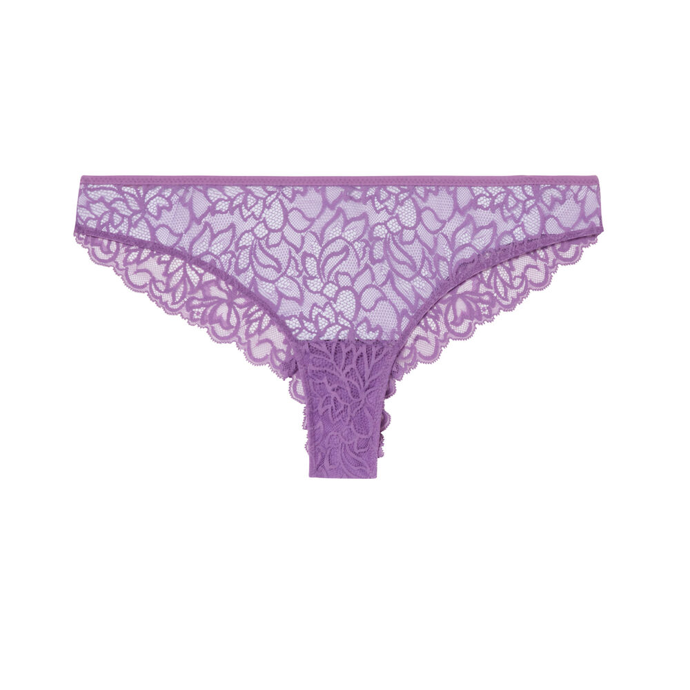 Tanga en dentelle - violet violet.