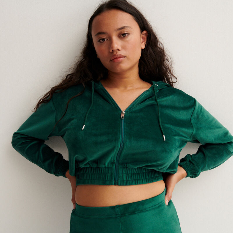 veste crop en velours à taille élastique - sapin veste crop en velours à taille élastique - sapin;
