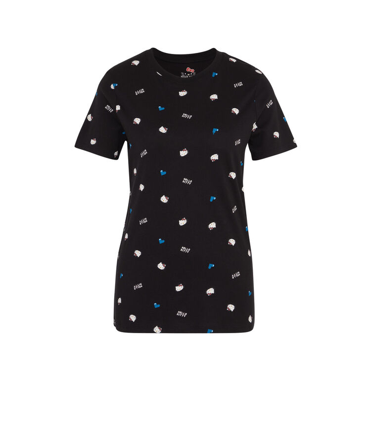 Top à manches courtes imprimé hello kitty allkittiz noir.