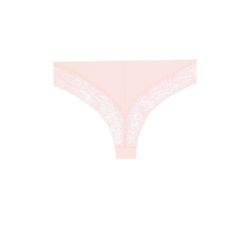 Tanga en coton uni - rose poudré Tanga en coton uni - rose poudré;