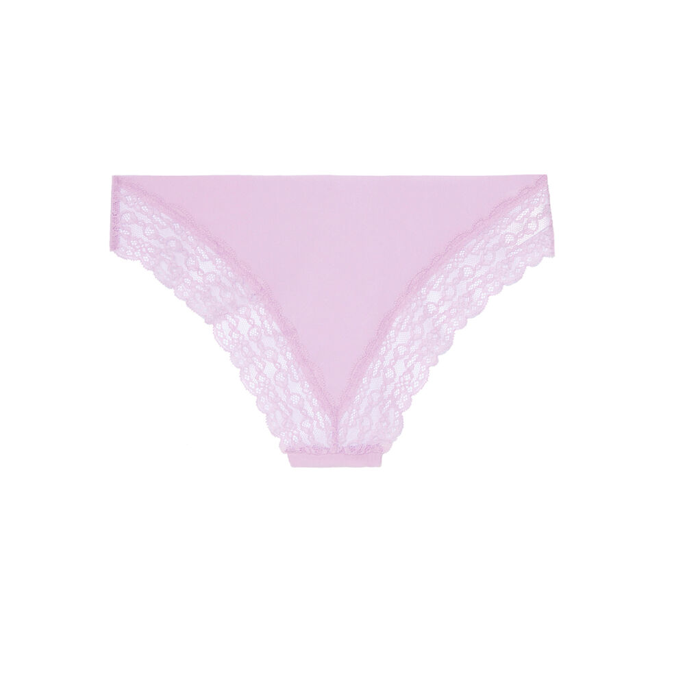 Culotte en micro et dentelle - lilas violet.