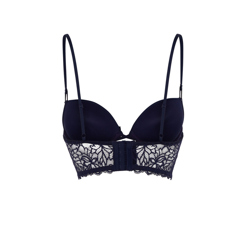 Soutien-gorge push up en dentelle - bleu marine bleu.