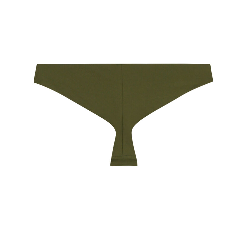 Bas de maillot de bain tanga uni - kaki vert.